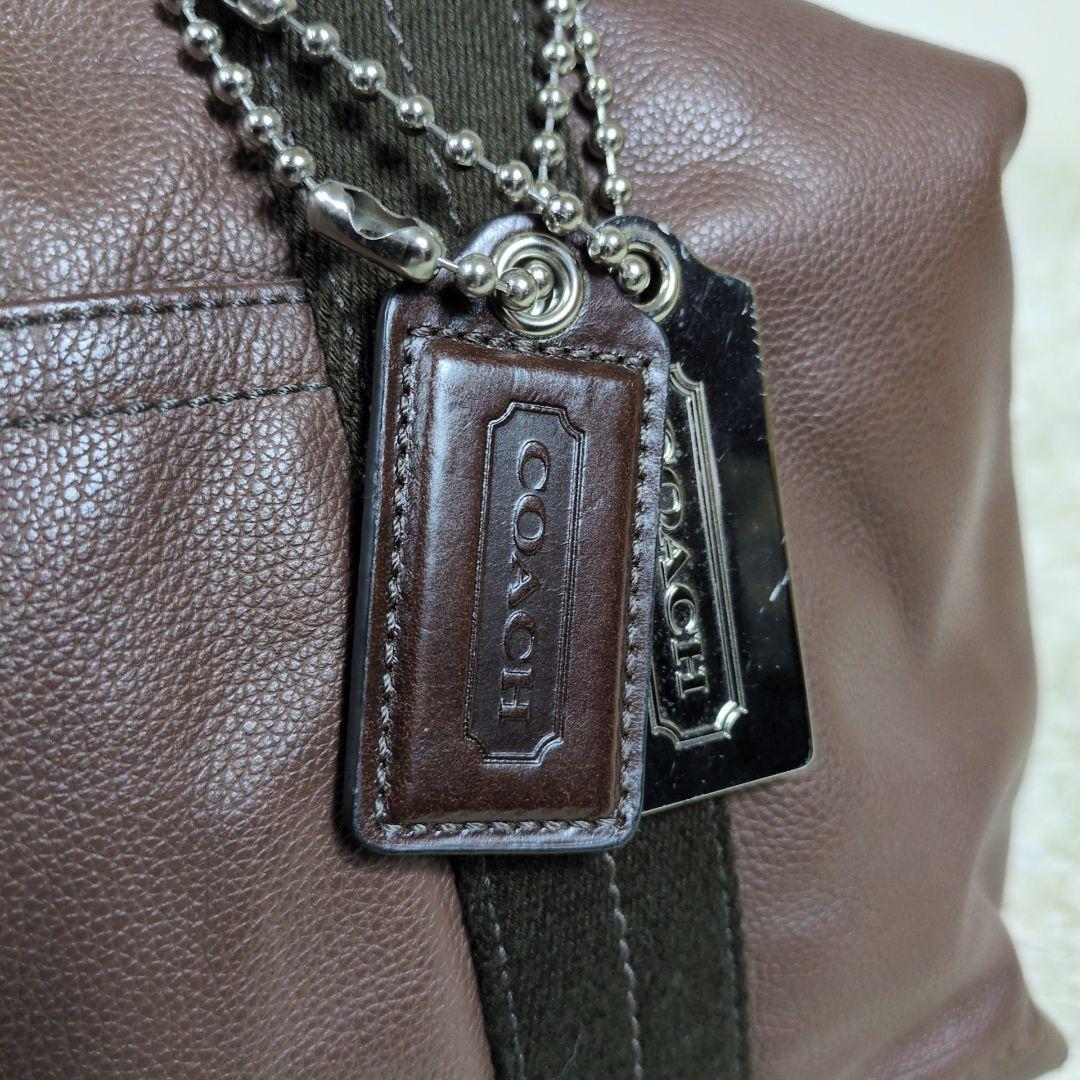 コーチ ボストンバッグ トンプソン 肩掛け レザー ダークブラウン