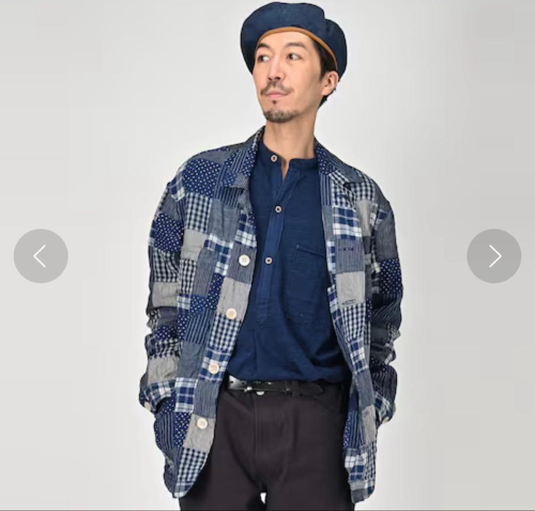 45R ミックスパッチワークの908 4ポケットシャツ インディゴ ユニセックス