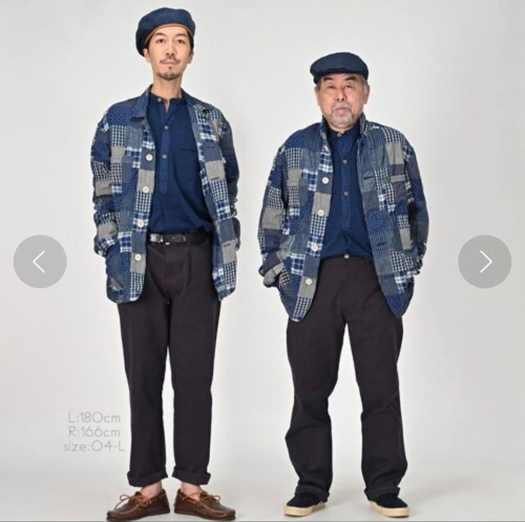 45R ミックスパッチワークの908 4ポケットシャツ インディゴ ユニセックス