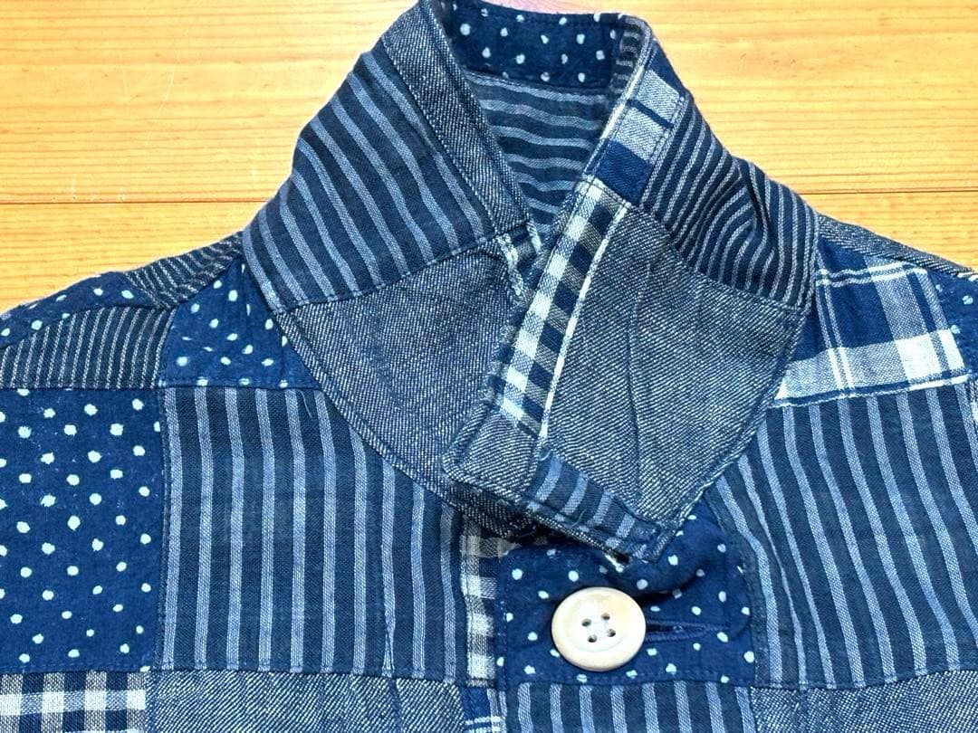 45R ミックスパッチワークの908 4ポケットシャツ インディゴ ユニセックス