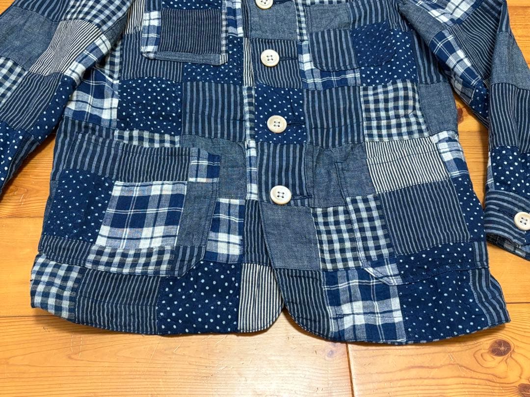 45R ミックスパッチワークの908 4ポケットシャツ インディゴ ユニセックス
