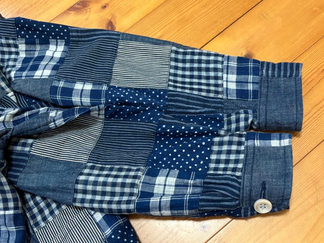 45R ミックスパッチワークの908 4ポケットシャツ インディゴ ユニセックス