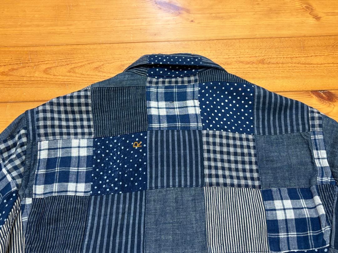 45R ミックスパッチワークの908 4ポケットシャツ インディゴ ユニセックス