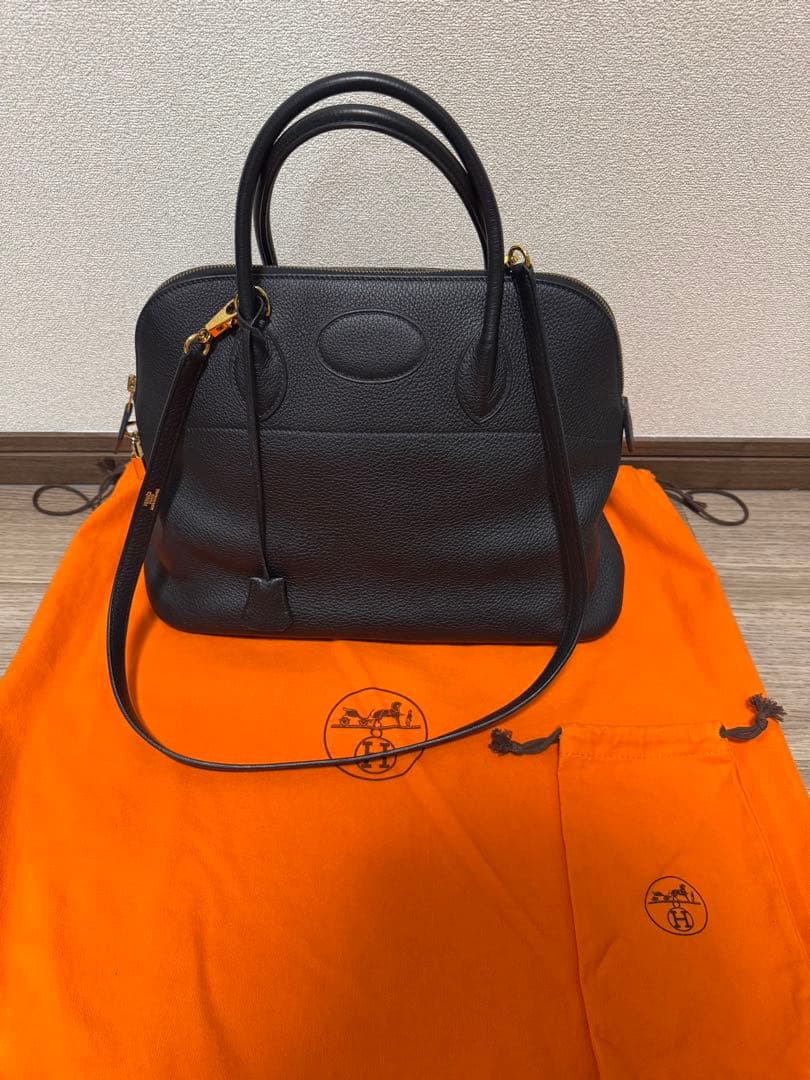 美品　エルメス　ボリード　35 ノワール　黒　✖️ゴールド　ショルダー