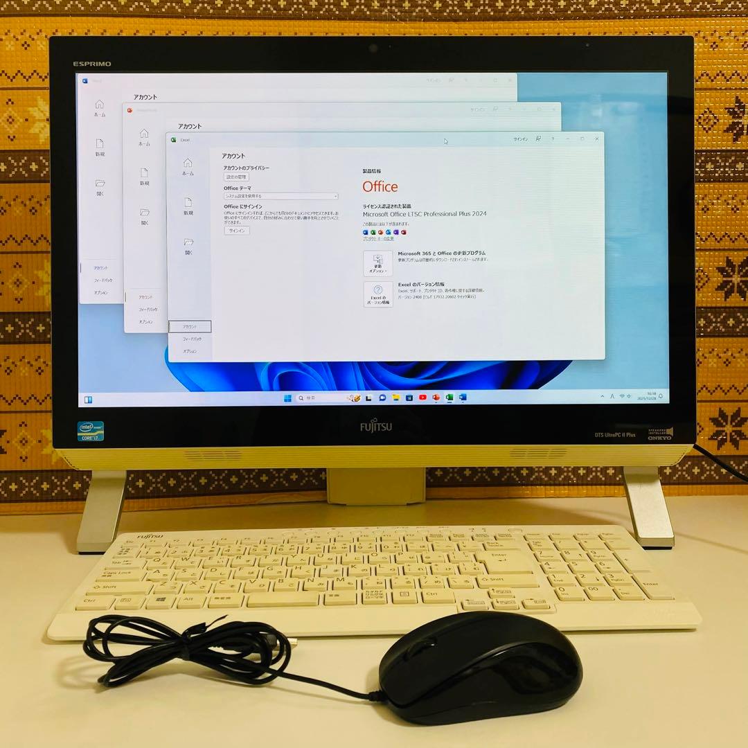 Y1000 Fujitsuデスクトップi7メモリ8G高速Win11オフィス付き