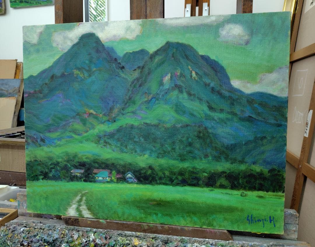 「行く夏」P15 1993 油彩画 風景画 油絵 アート 絵画 尾瀬 燧ヶ岳