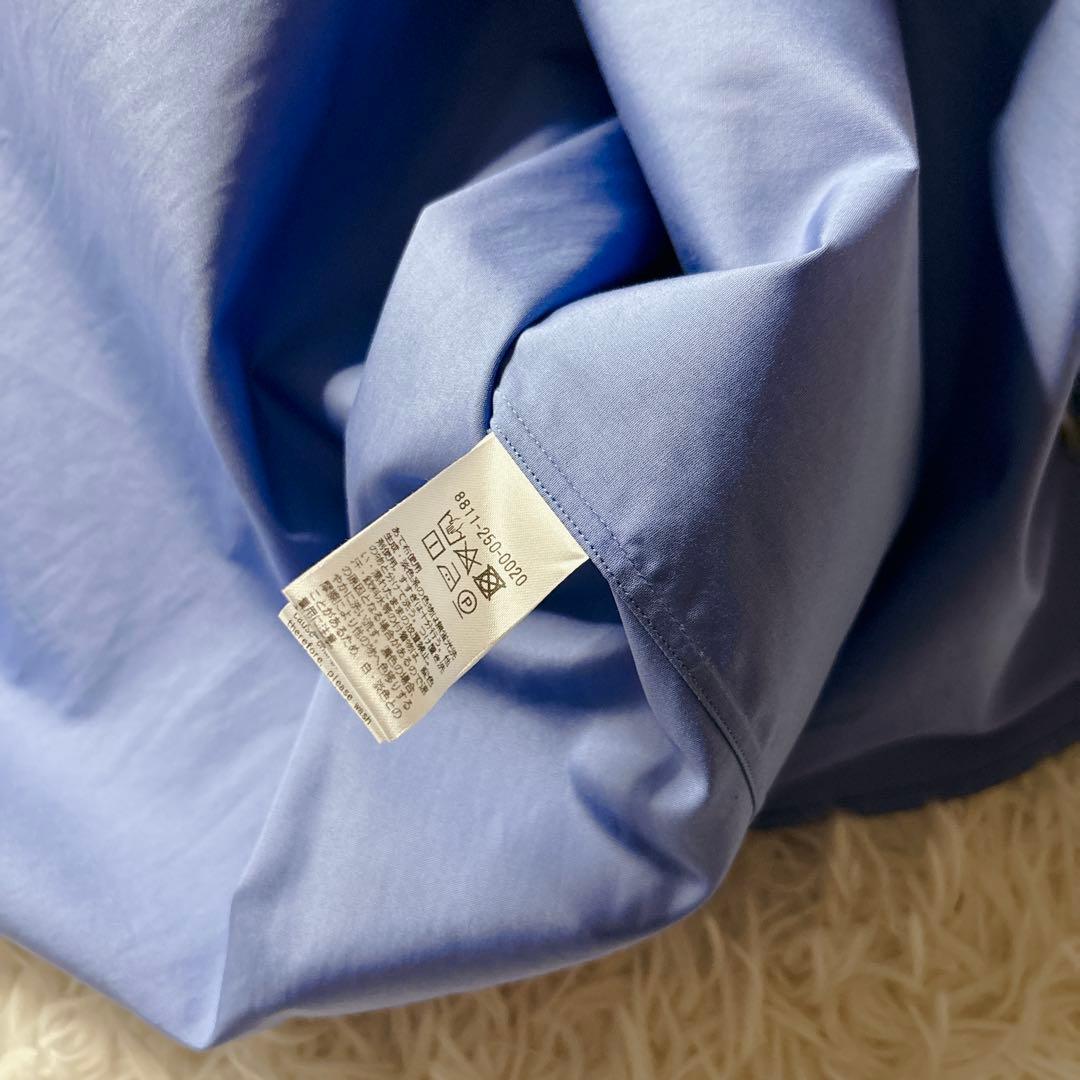 新作未使用級✨ LOEFE コットン ブロード バンドカラーシャツ コバルト 1