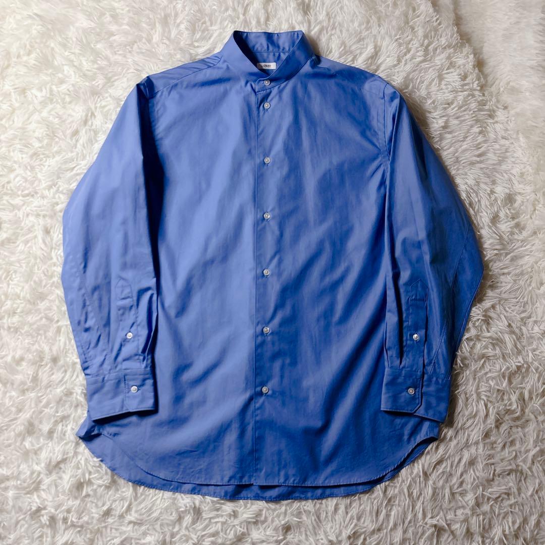 新作未使用級✨ LOEFE コットン ブロード バンドカラーシャツ コバルト 1