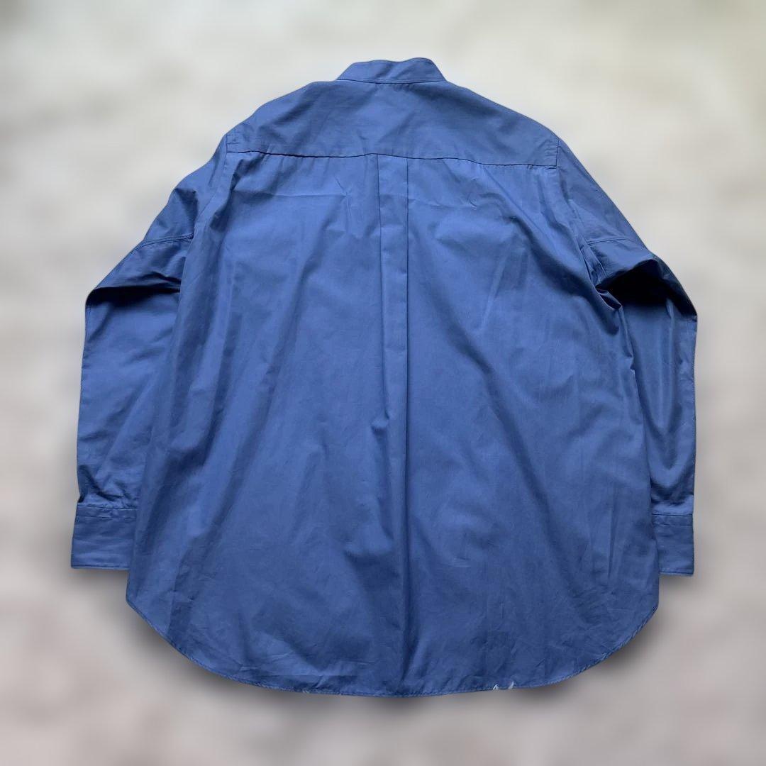 新作未使用級✨ LOEFE コットン ブロード バンドカラーシャツ コバルト 1