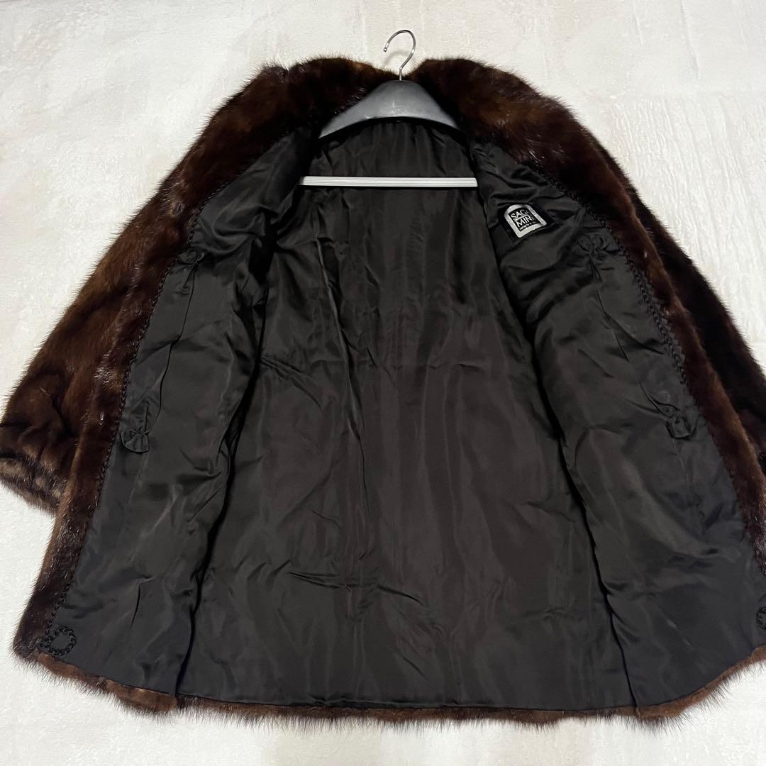 美品 SAGA MINK サガミンク 銀タグ高級デミバフ　ミンク コートミドル