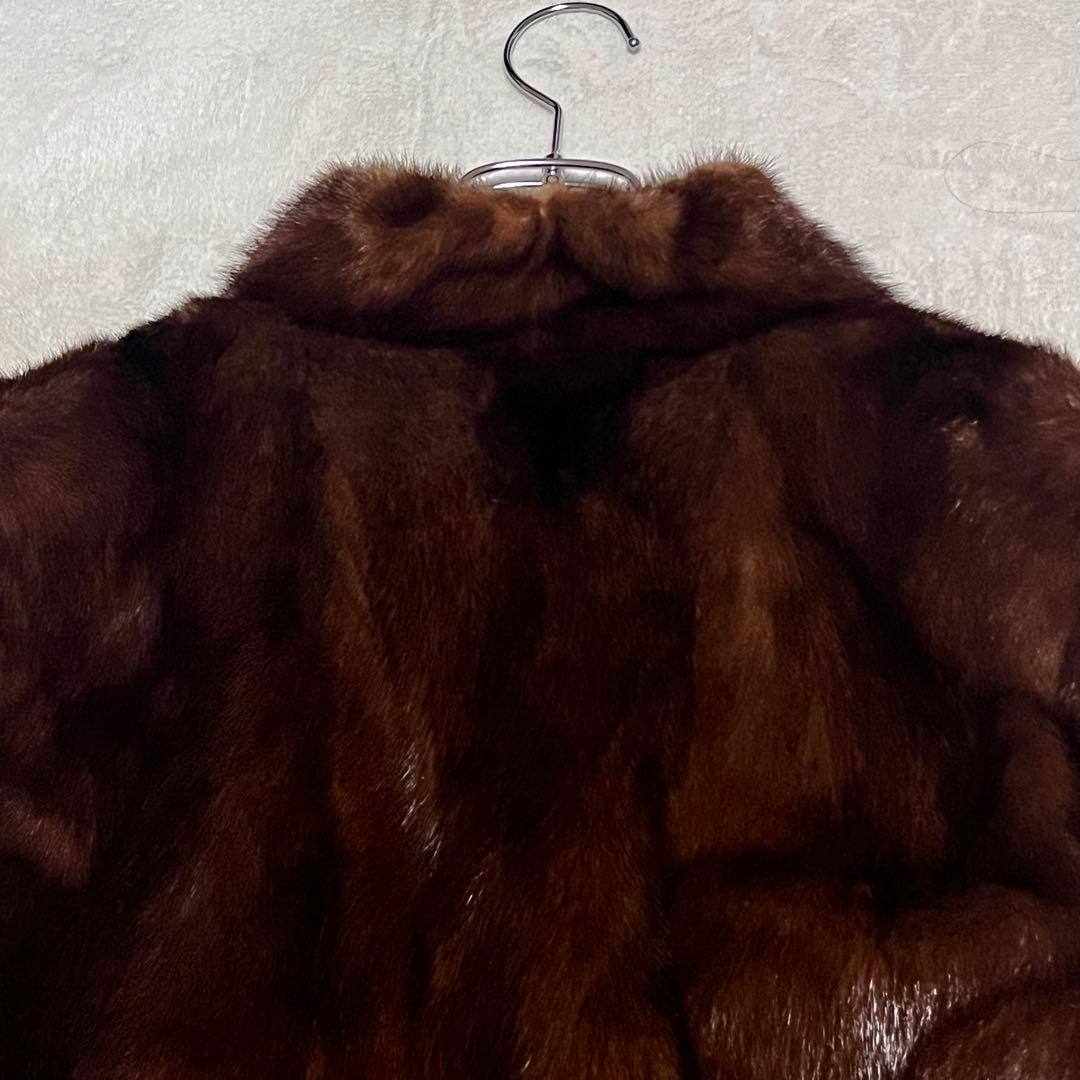 美品 SAGA MINK サガミンク 銀タグ高級デミバフ　ミンク コートミドル