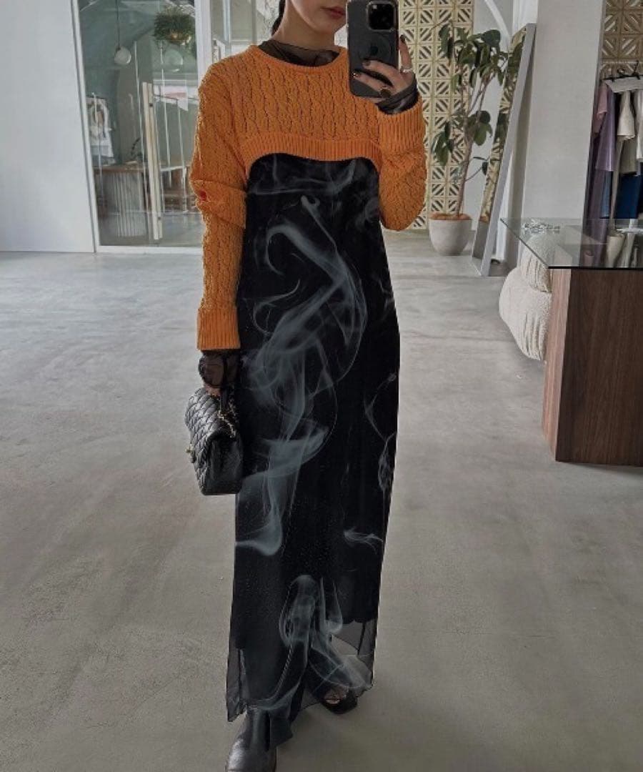 【美品/Mサイズ】AMERI CURL OF SMOKE SHEER DRESS