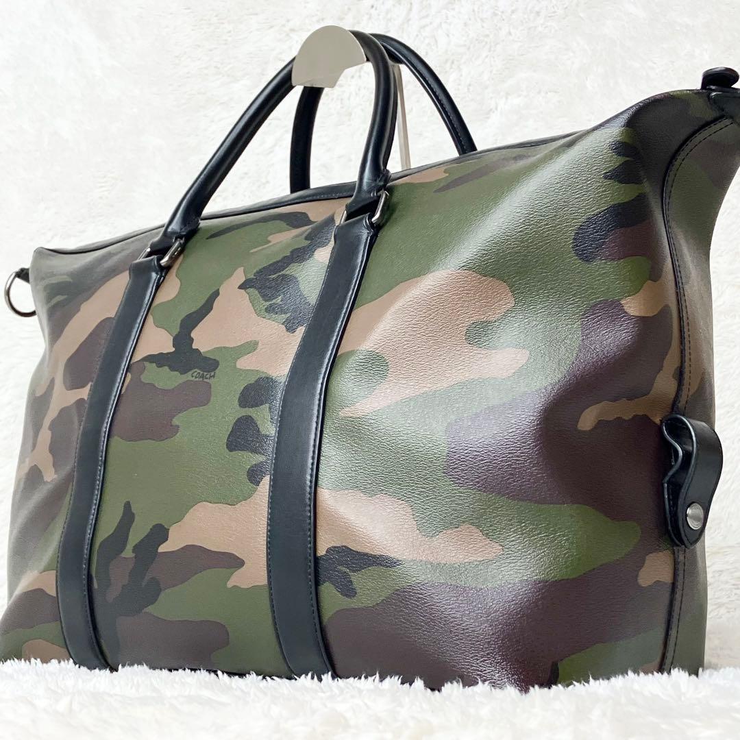 極美品✨コーチ　ボストンバッグ　PVレザー レザー　カモフラ　迷彩　F29049
