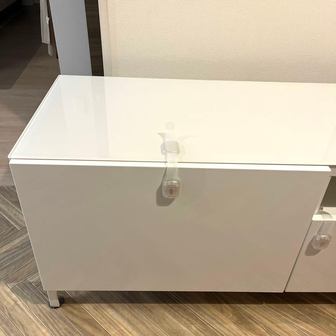 【美品】IKEA ベストー テレビボード テレビ台 180cm ガラス天板
