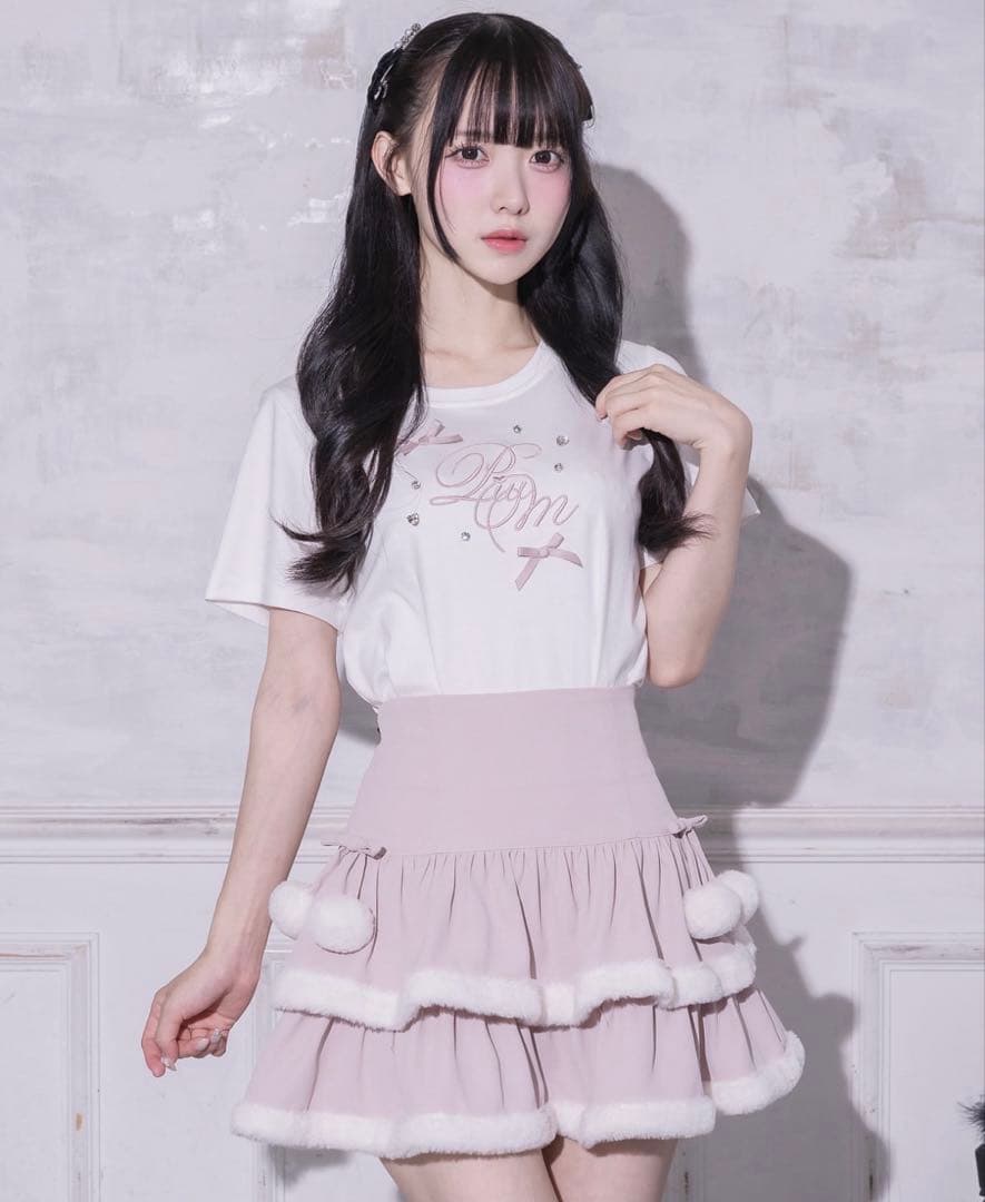 pium ♡ ファー付きティアードミニスカート
