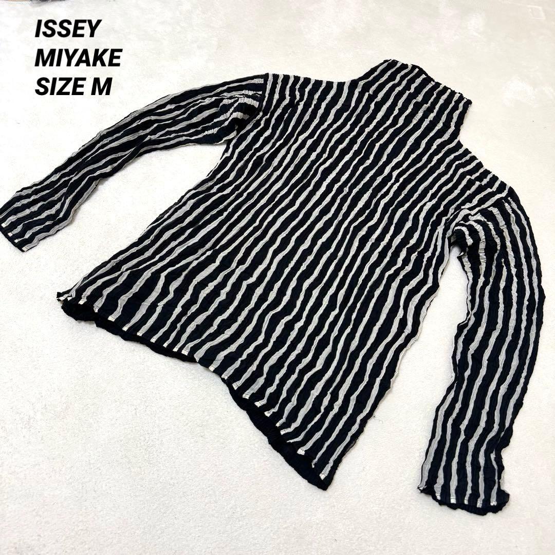 ISSEY MIYAKE プリーツ　バイカラー　ストライプ　ブラック　ホワイト
