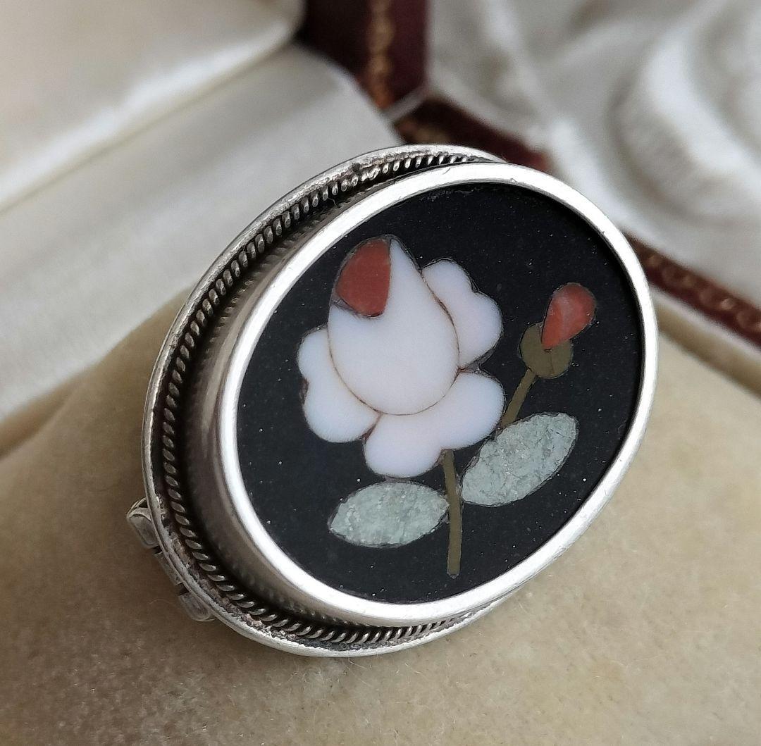 Pietra Dura フローレンスモザイクブローチ インレイアンティーク800