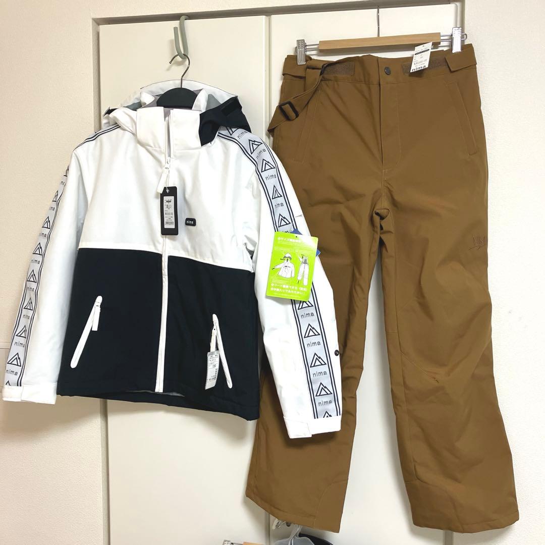 150cm 新品　nima スキーウェア スノーボード　上下セットアップ　白　黒