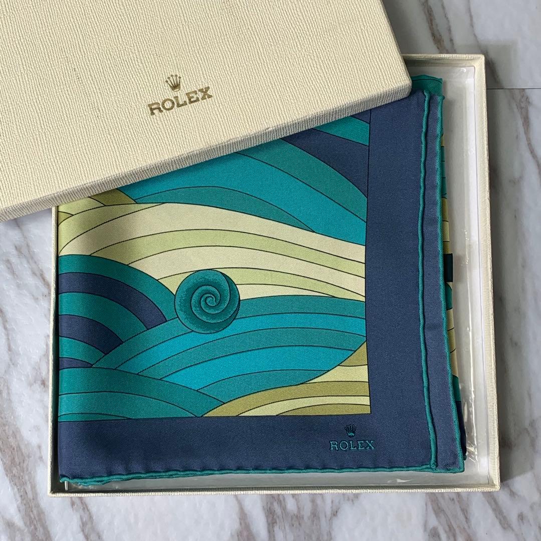希少 ROLEX スカーフ 大判 フランス製 シルク100% 非売品 美品 王冠