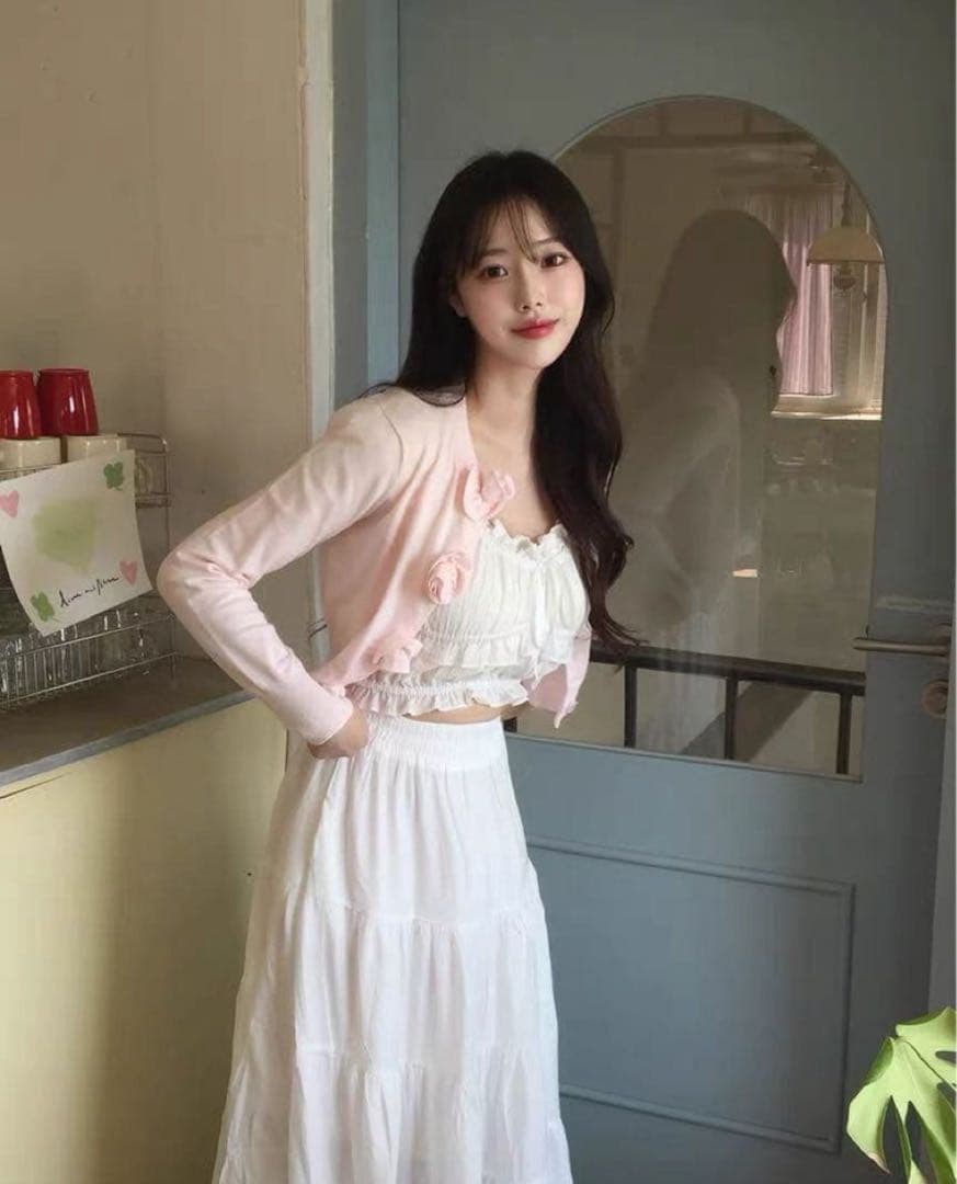 treatürselfニットカーディガン　ピンク