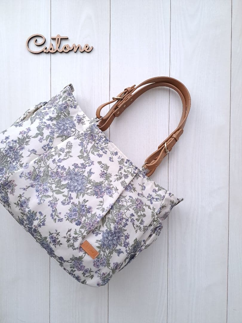 新春お買い得１点のみ　セリーヌ　ブルー　3共布ショルダー紐付　タック入通勤バッグ