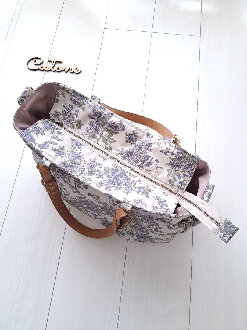 新春お買い得１点のみ　セリーヌ　ブルー　3共布ショルダー紐付　タック入通勤バッグ