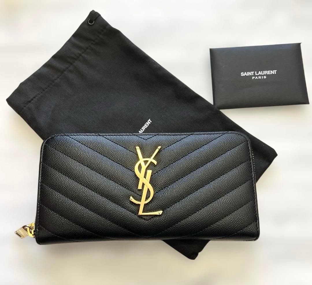 極美品 YSL イブサンローラン ブラック キルティング 長財布