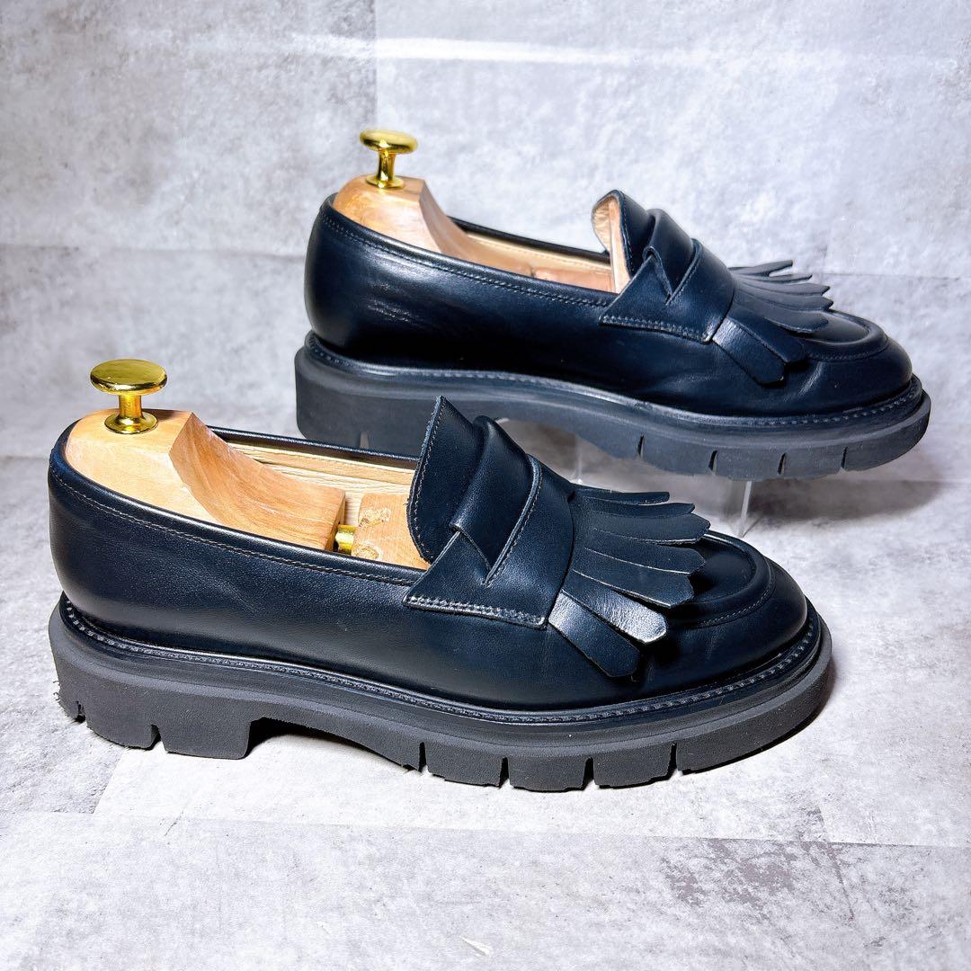 人気✨Luca Grossi フリンジローファー 37 本革 厚底 黒