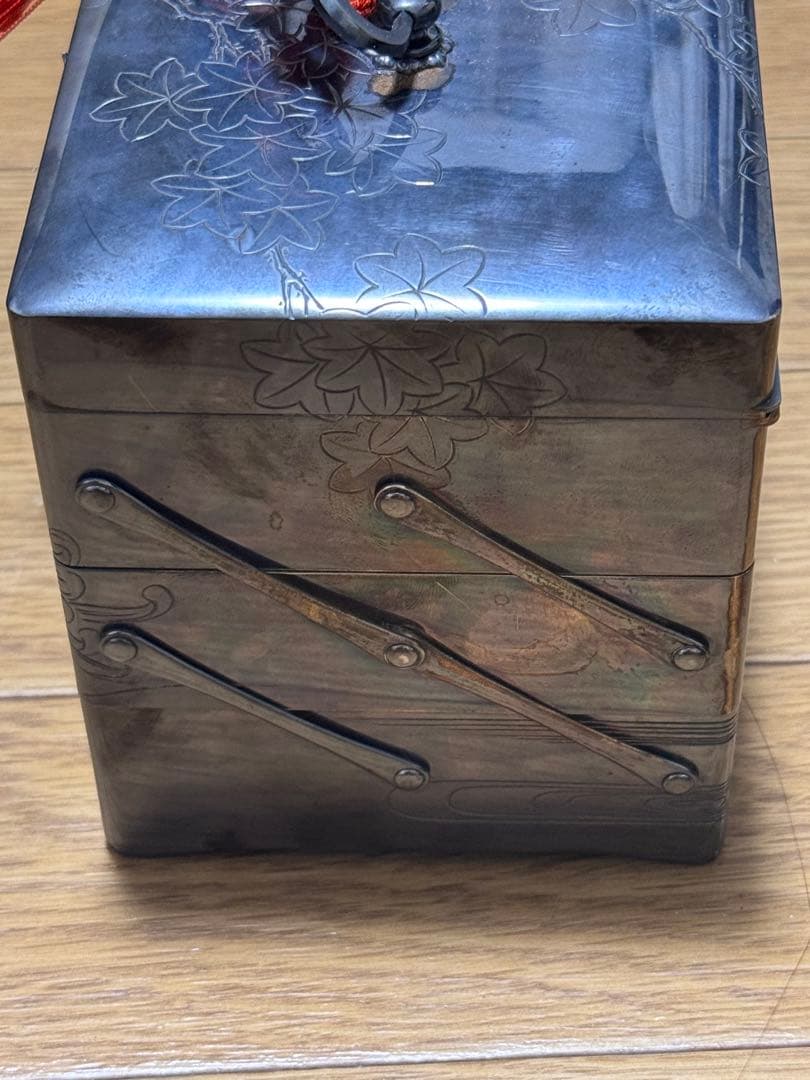 【骨董品】純銀製 宝石箱 大阪-尚美堂造（共箱）