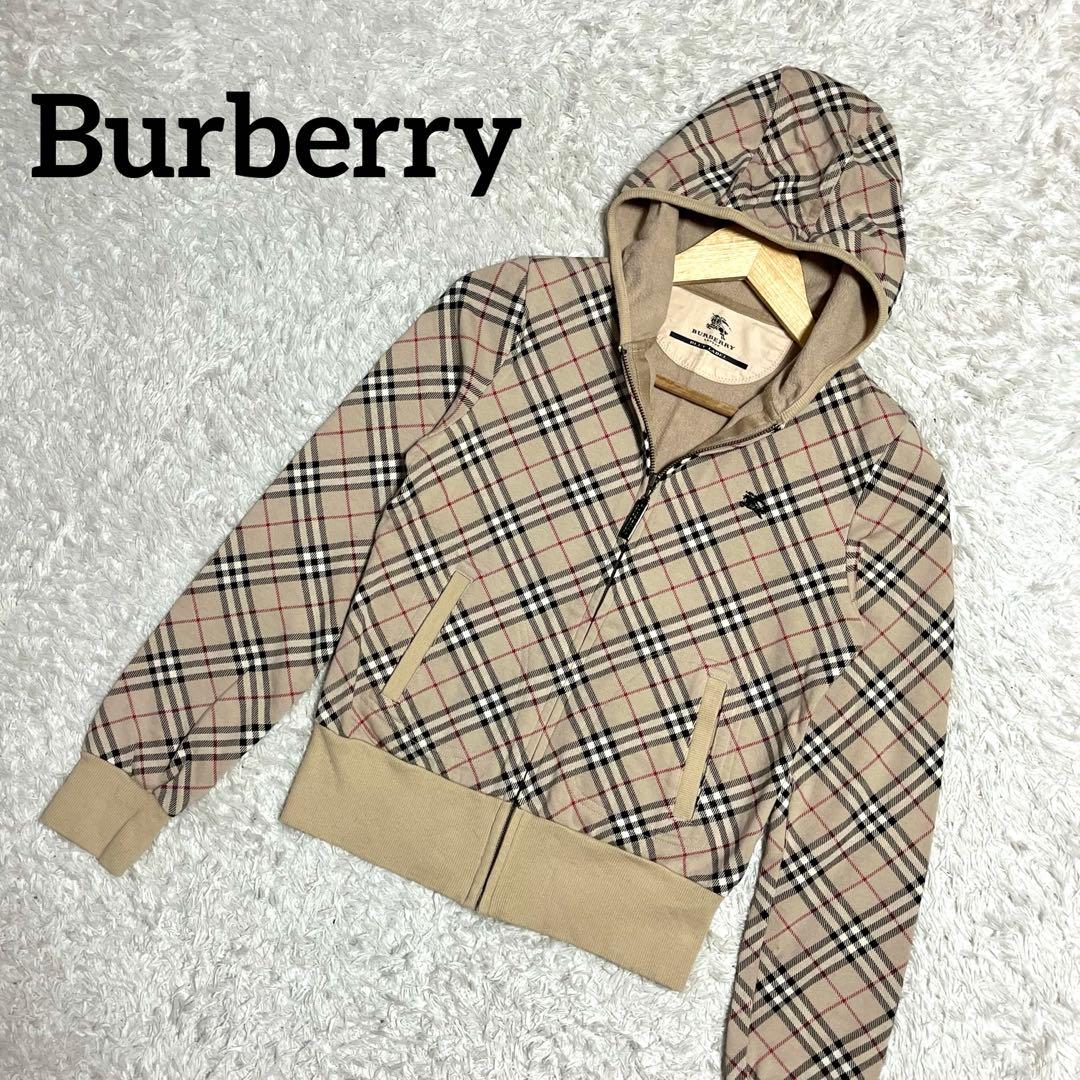 ✨希少✨Burberry ジップアップパーカー ノバチェック ロゴジップ M相当