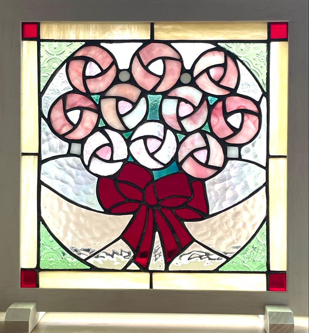 ステンドグラスパネル【薔薇の花束】