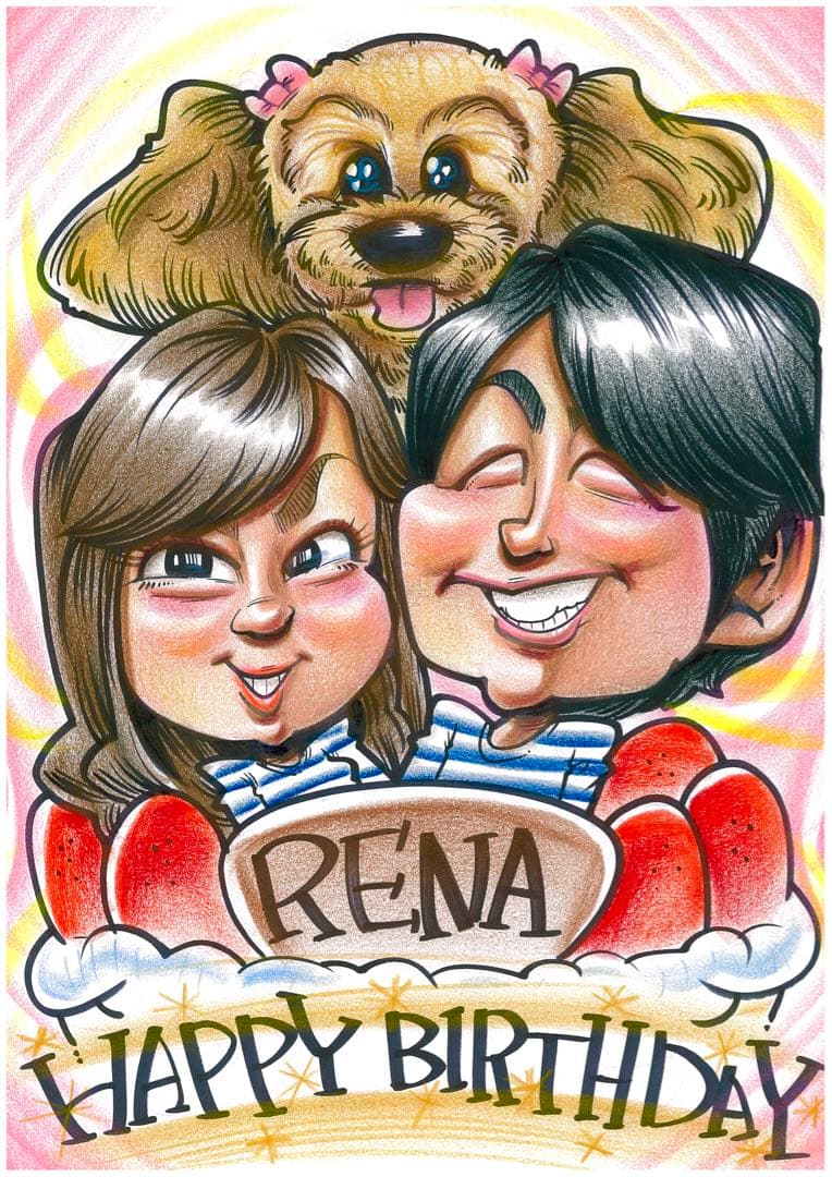 世界で1枚のオーダーメイド似顔絵★ハイクオリティver★誕生日★