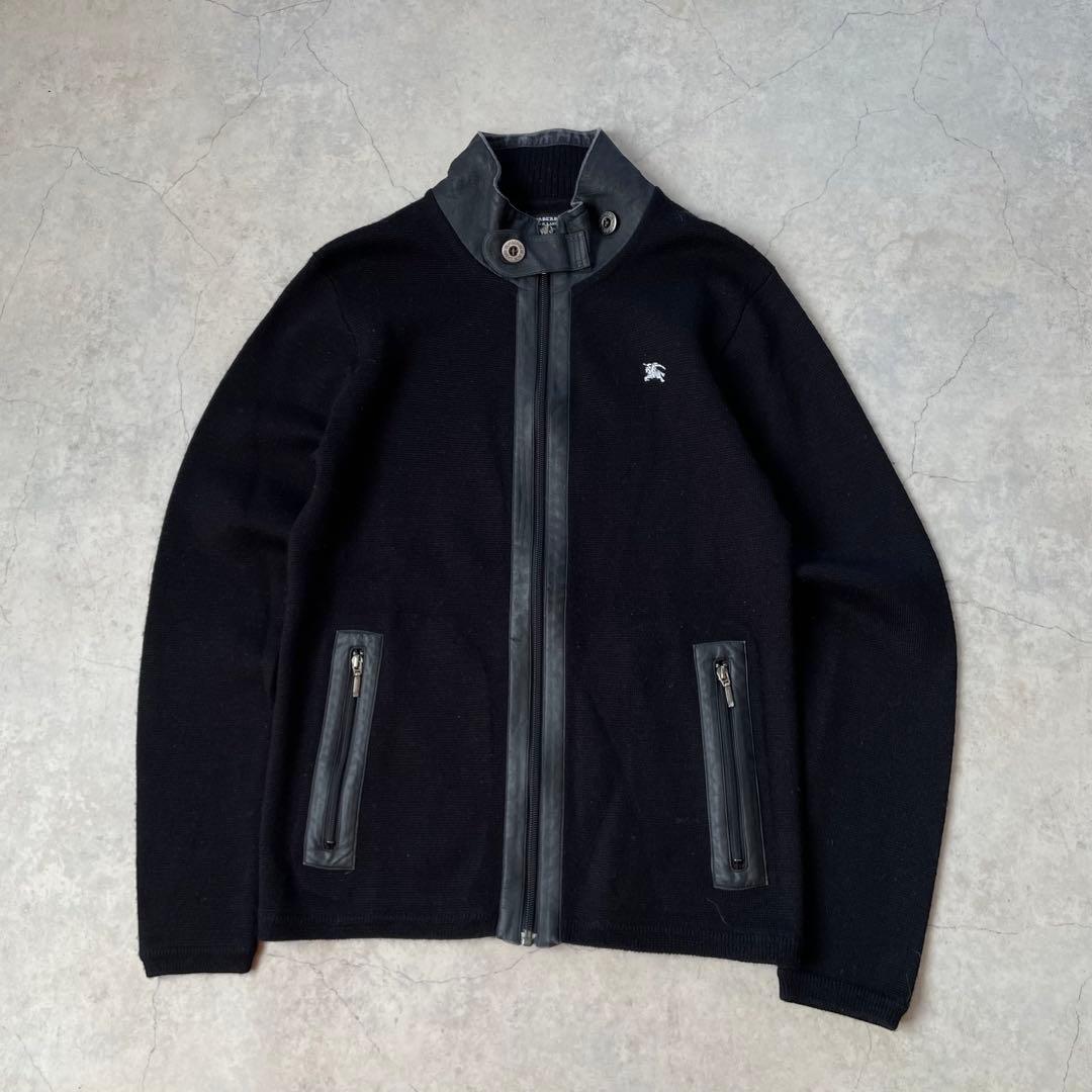 BURBERRY BLACK LABEL フルジップニット ロゴ