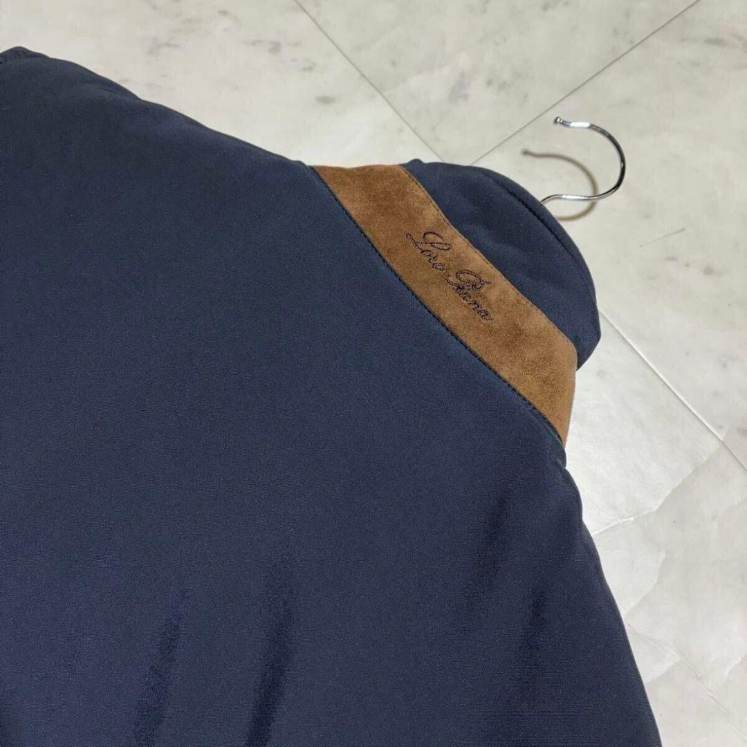 【極美品】Loro Piana カシミヤ混 羊革 中綿 ナイロンベスト L 紺