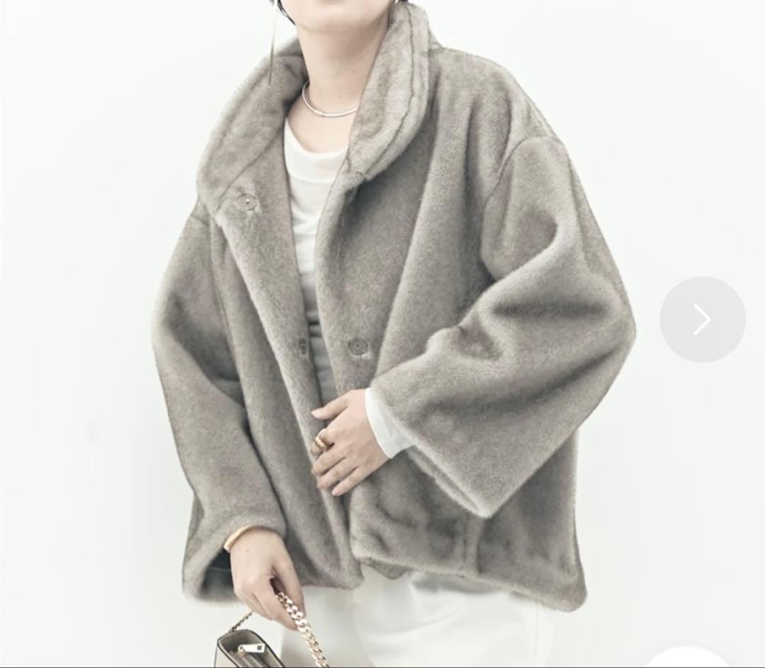 25AW NOLLEY'S sophiフェイクファーショートCT グレーベージュ