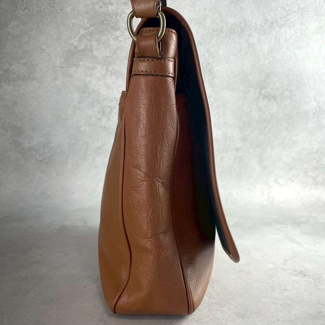 コーチ　ヘリテージ　マップバッグ　ショルダーバッグ レザー　ブラウン