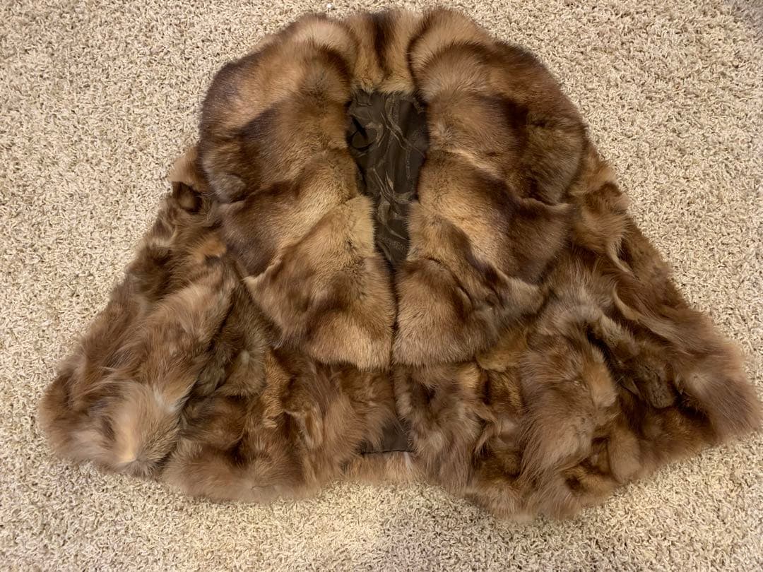 ミンク　毛皮　ショートコート　半袖 茶色　ボレロ風