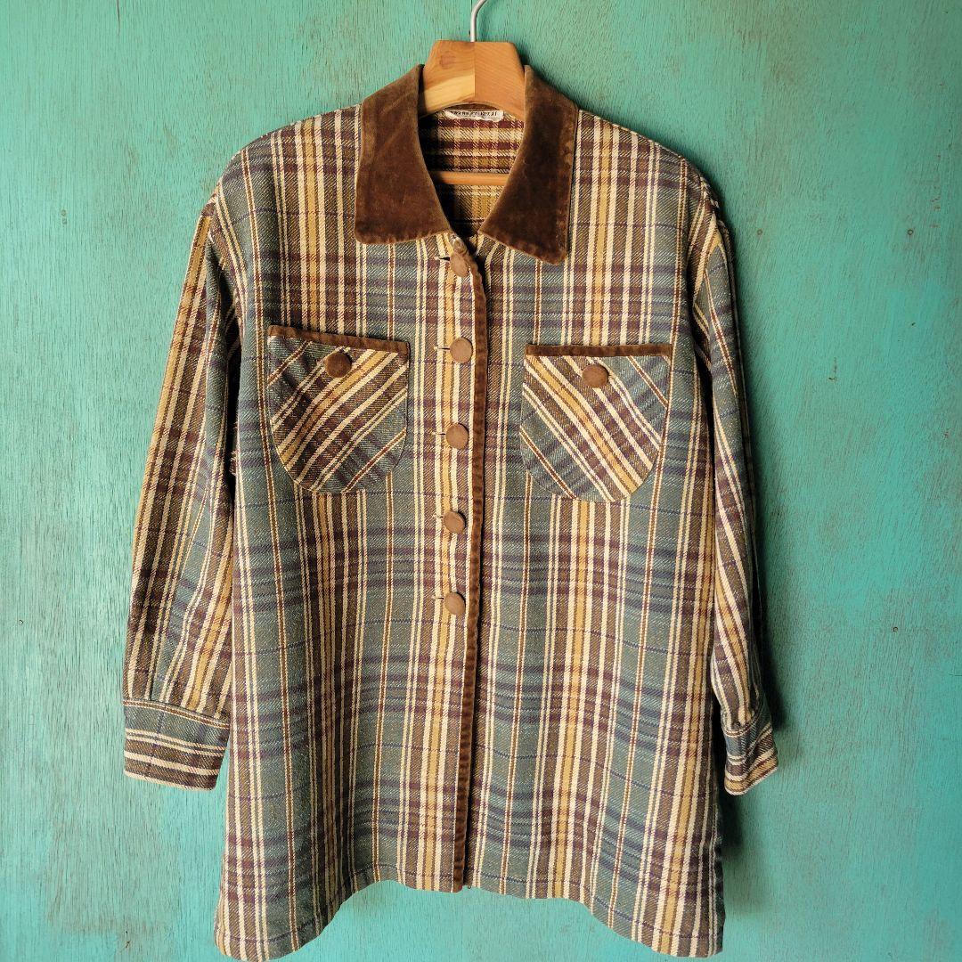 80s ES RECH レディース L相当 ネル×ベルベット