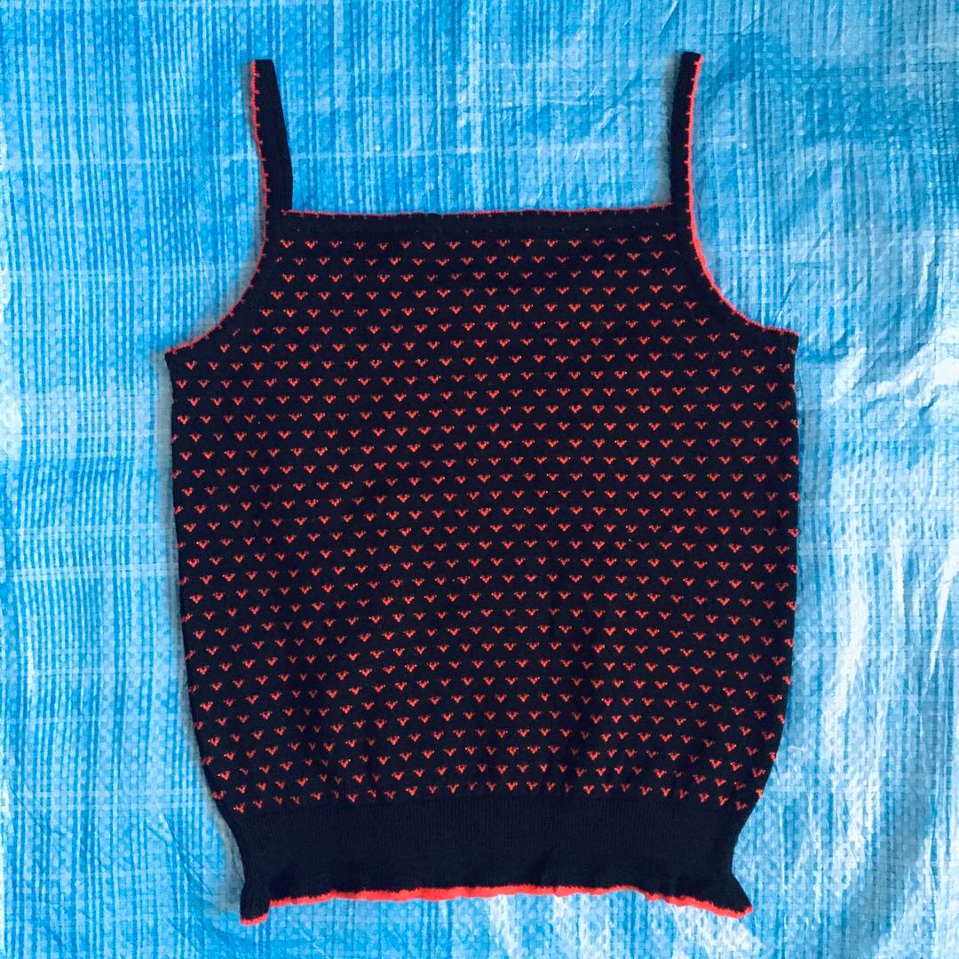 極美品⬛︎ヒステリックグラマー⬛︎ニットキャミ⬛︎ラメ⬛︎ネコ⬛︎ハート総柄