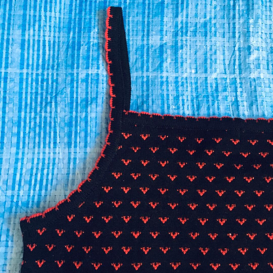 極美品⬛︎ヒステリックグラマー⬛︎ニットキャミ⬛︎ラメ⬛︎ネコ⬛︎ハート総柄