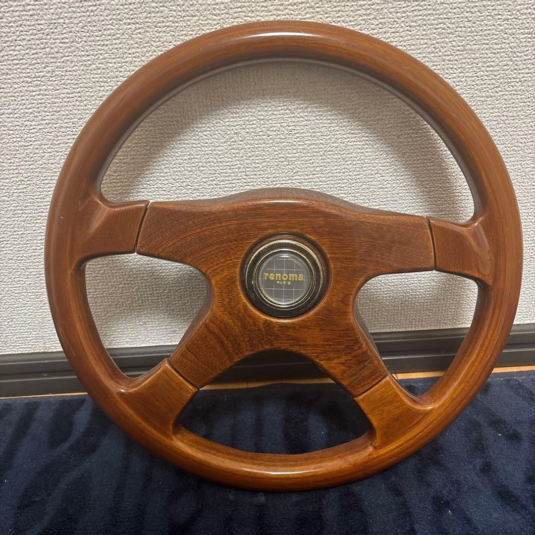 旧車 イタルボランテ・レノマ コラボ品 ウッドステアリング φ36 (π36)