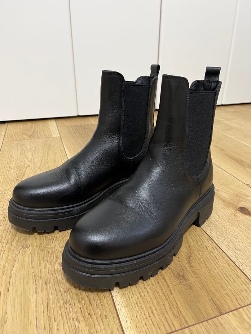 【33RU】REMME ブラック サイドゴアブーツ 厚底 レザー