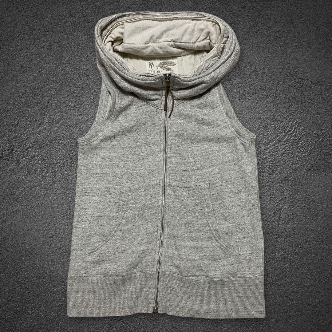 トップス goa big hooded sweat double zip up vest