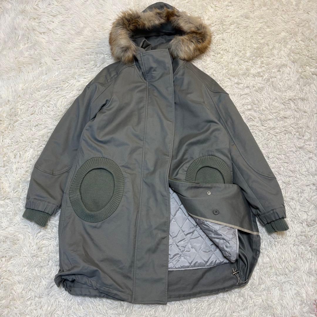 K様ツモリチサト アマモール 中綿ライナー付きモッズコート ファー着脱可 M