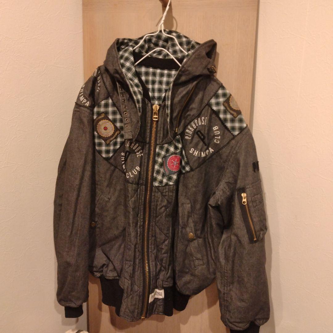 PINK HOUSE ブルゾン　中綿　デニム地　パッチワーク　ワッペン