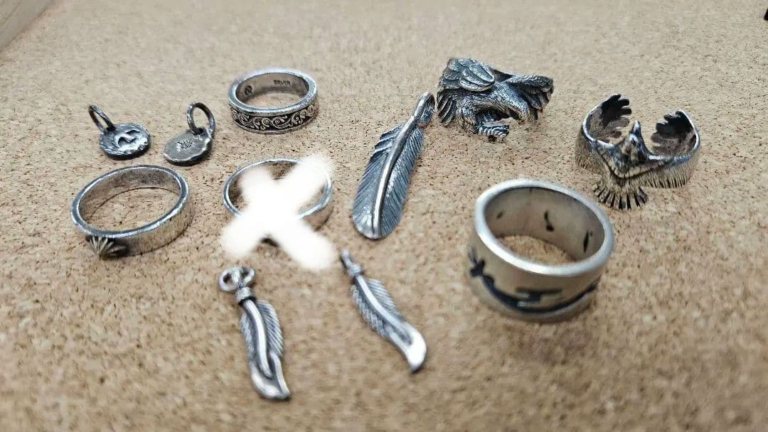 シルバーアクセサリー リング、ペンダントトップ 10点セット