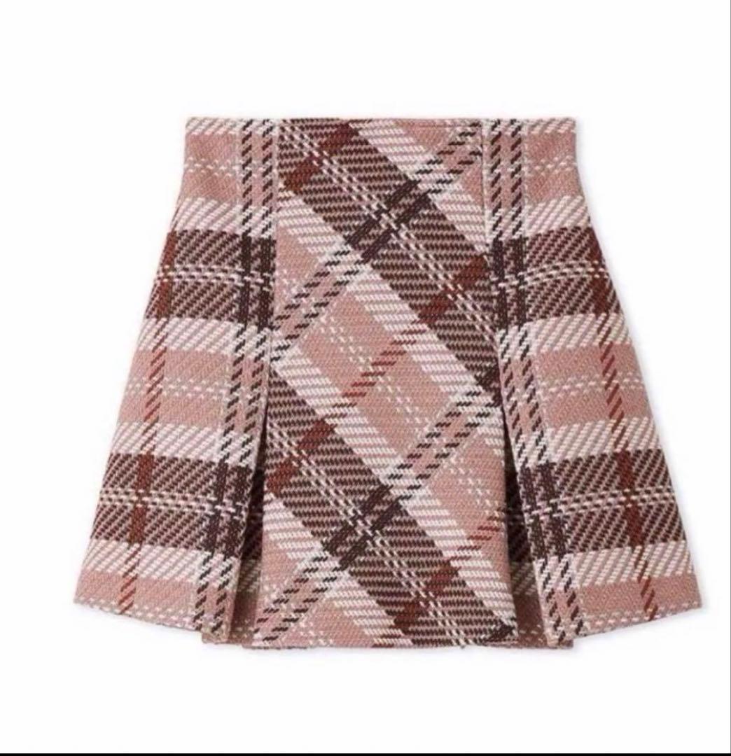 【美品】SNIDEL スナイデル ロービングチェックミニスカート PNK