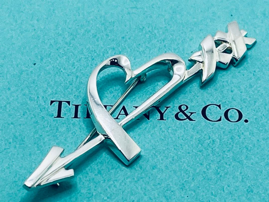 h801 美品　オールド　ティファニー　ハート&アロー　ブローチ　シルバー925