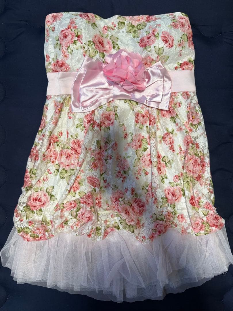 ラパフェ 白×花柄 レースミニワンピ♡