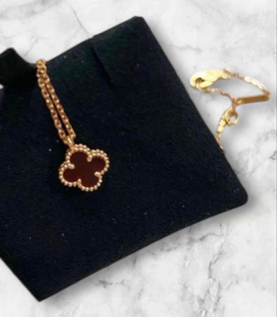 【極美品】ヴァンクリーフ&アーペルスウィートアルハンブラネックレス カーネリアン